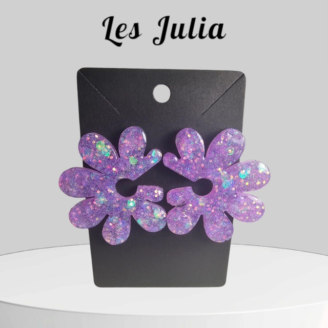 Boucles d&#039;oreilles &quot;Julia &quot;en résine et paillettes pour femme, tendance
