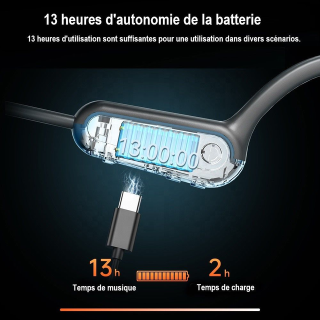 Langsdom Casque BE13 Gris à conduction osseuse de haute qualité écouteurs Bluetooth casques de jeu écouteurs antibruit pour le sport et l'entraînement