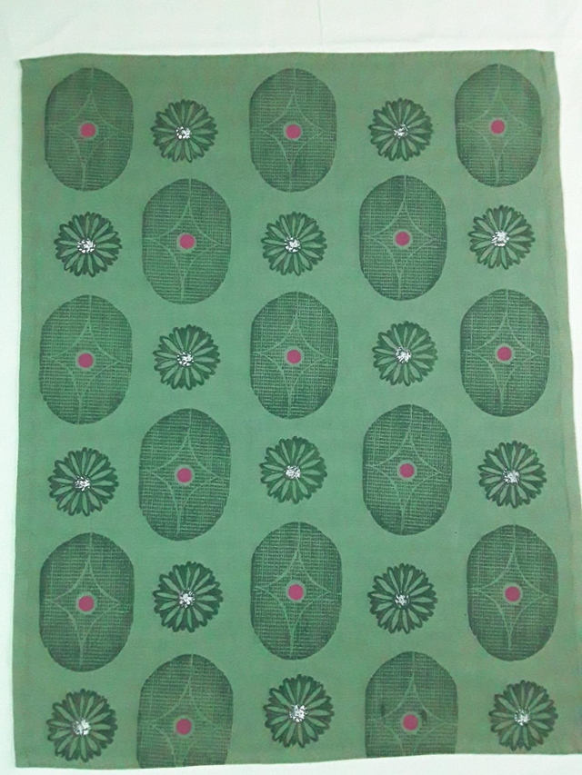 Essuie-main en lin céladon OVALE FIBRE et PÂQUERETTES 