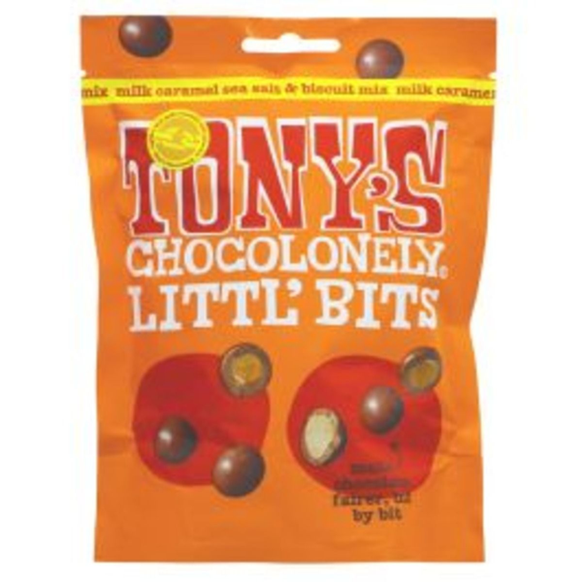 Tony's Chocolonely Littl' Bits - Milk, Caramel, Sea Salt &amp; Biscuit Mix 100g