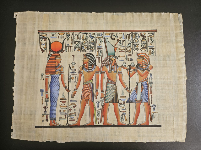 Ancient Egyptian Gods &amp; Pharaoh Papyrus Art – Isis, Horus &amp; Royal Ceremony Wall Decor