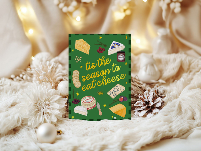 Tis The Season To Eat Cheese Gold Foil Christmas Card 