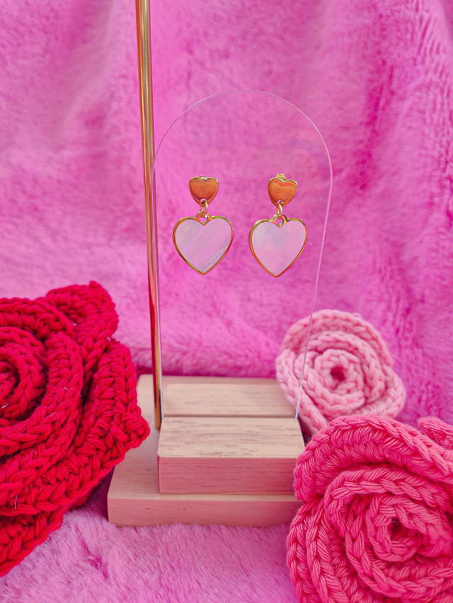Collection Saint Valentin : Boucles d'Oreilles Rose d'Hiver