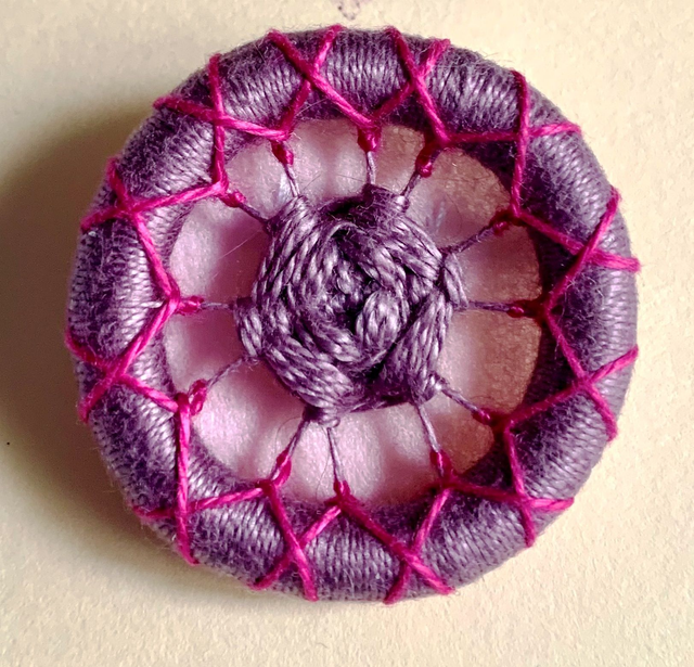 Dorset Button Brooch, Mauve Rose