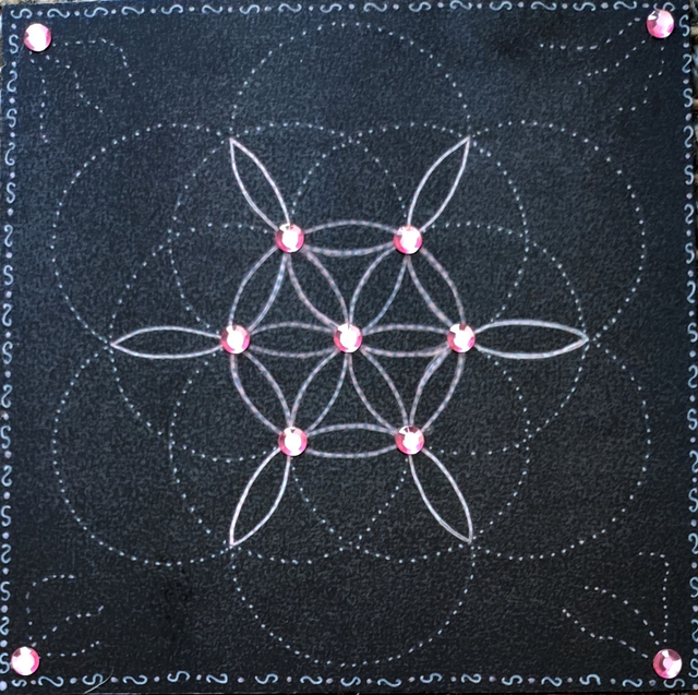 Dessin Graine de vie rose fond noir 