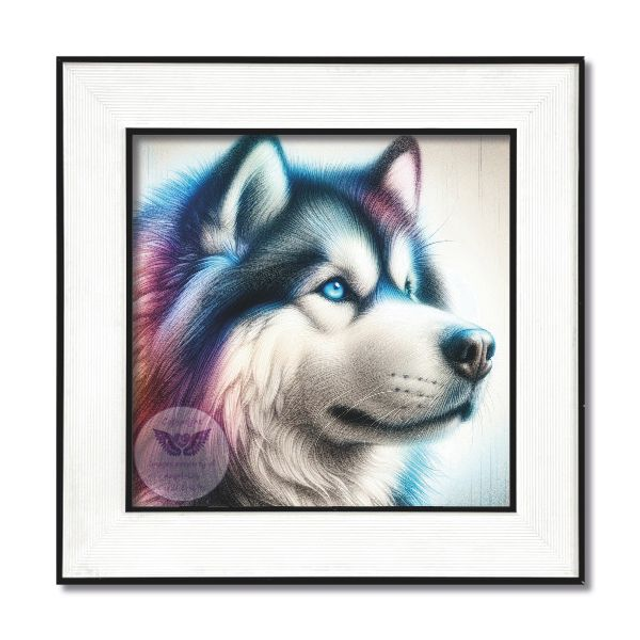 Artistic dog print in square frame (D86)