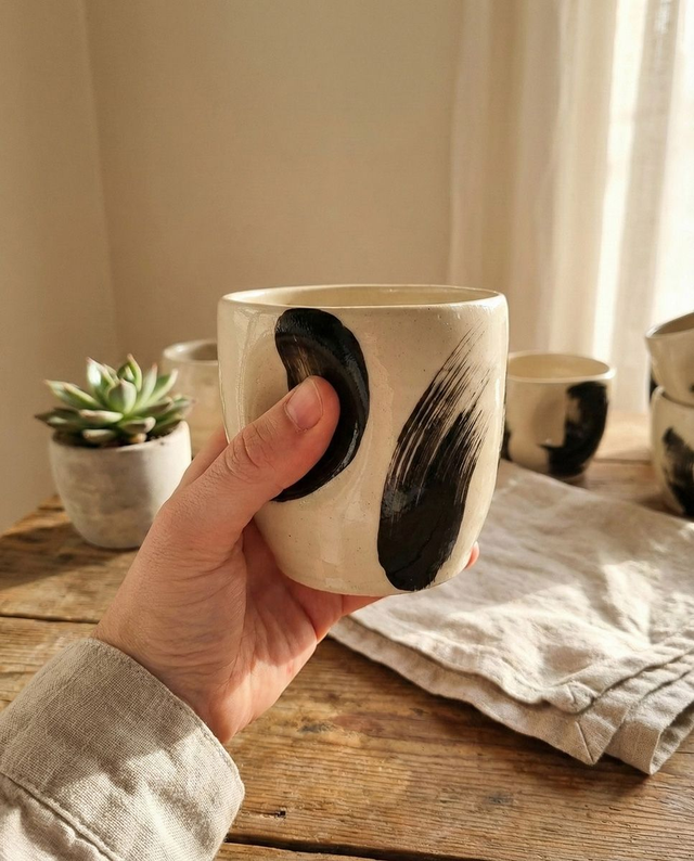 Black Brushstrokes Dimpled Tumbler