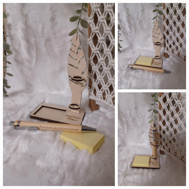 Porte-stylo avec mini post-it et stylo bambou 
