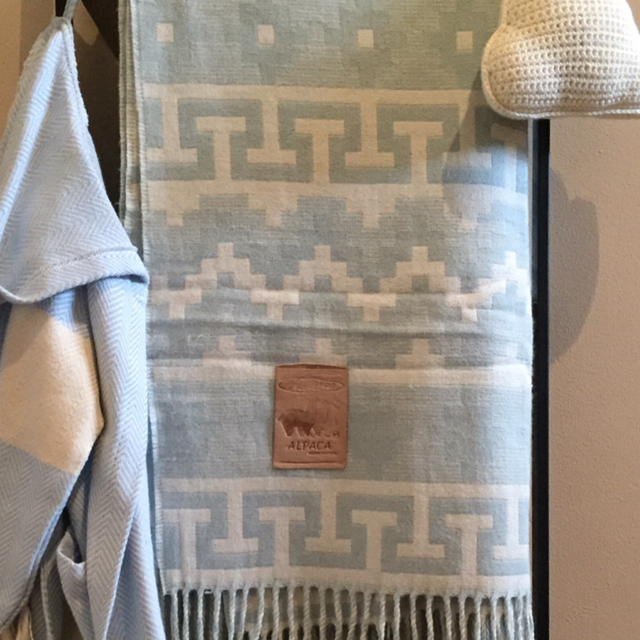 Deken alpaca en katoen 170 x 130 cm lichtblauw