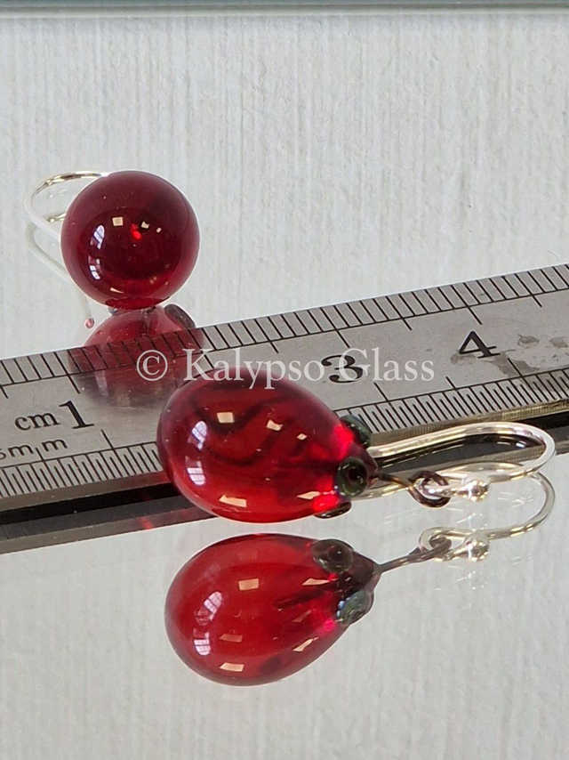 Drop Earrings, Red