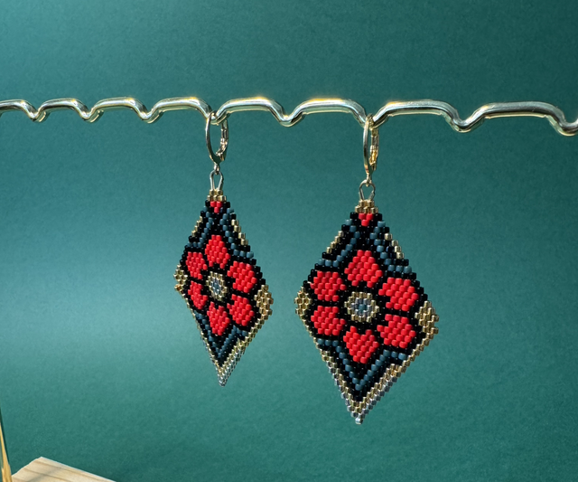 Boucles tissées fleurs « Latina » Goldfilled 14k