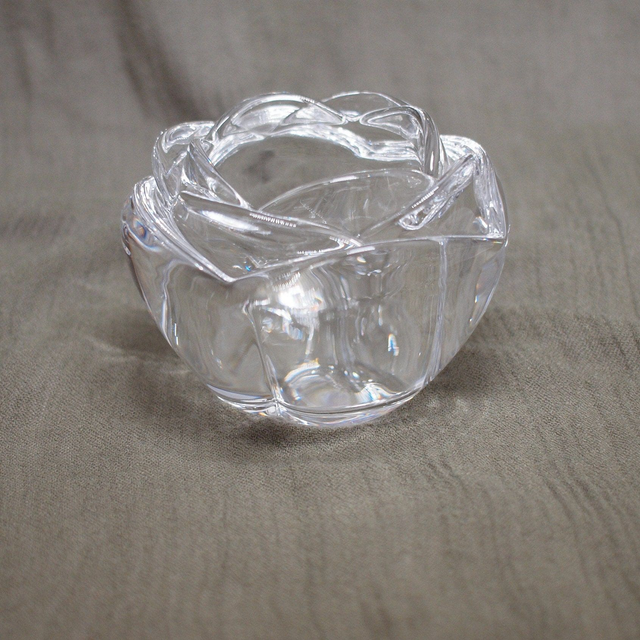 RCR Adria | Set van 2 loodkristallen kaarshouders in geopende bloemvorm | Vintage