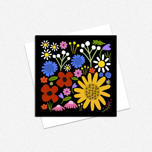 Black Floral Greeting Card 