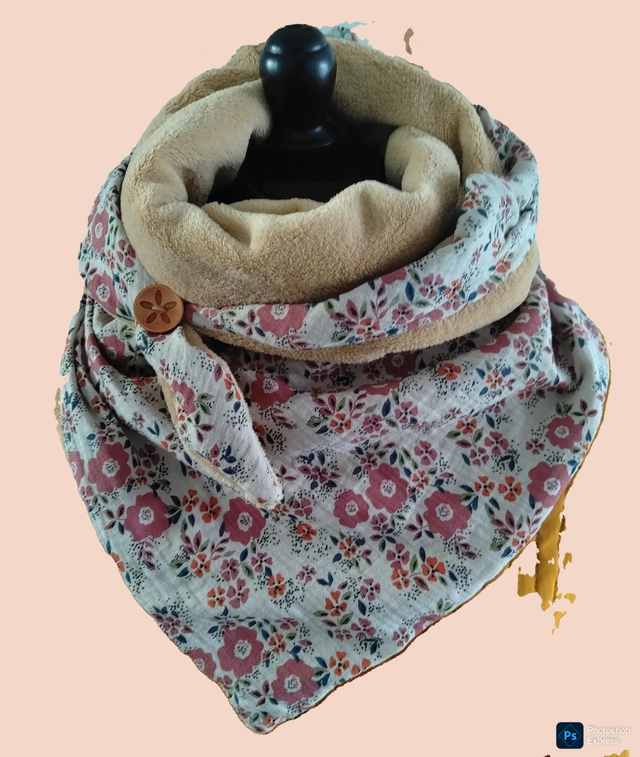 Écharpe chèche double gaze fleurs