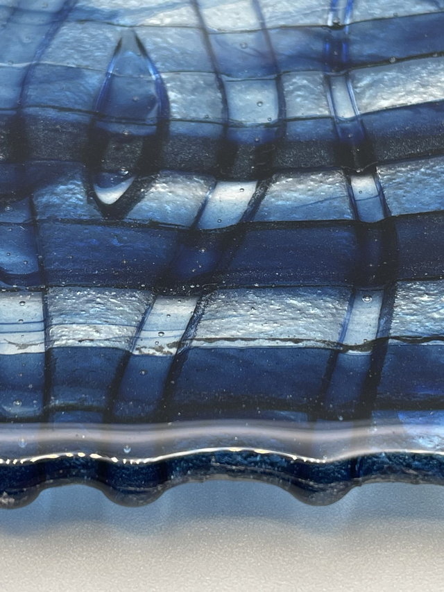 Hand Crafted Irid Streaky Blue Ring Dish