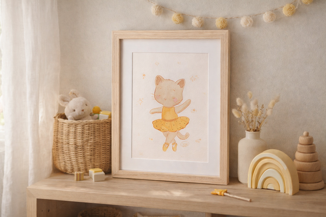 Danseuse en tutu orange - Aquarelle originale 18x24 cm