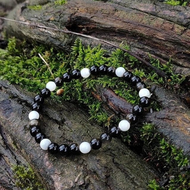 Bracelet &quot;Obsidienne dorée &amp; Nacre&quot;