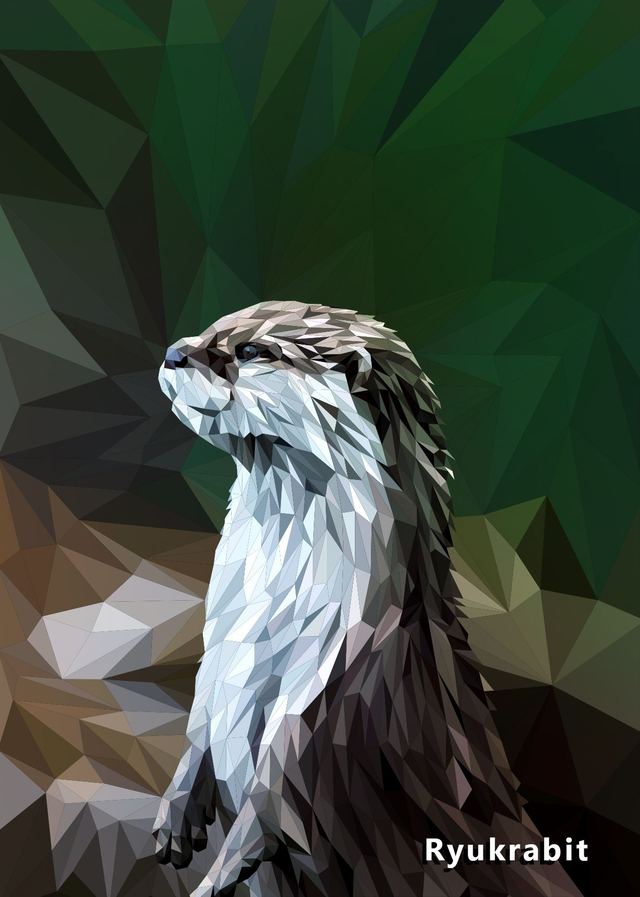 Poster Loutre low poly