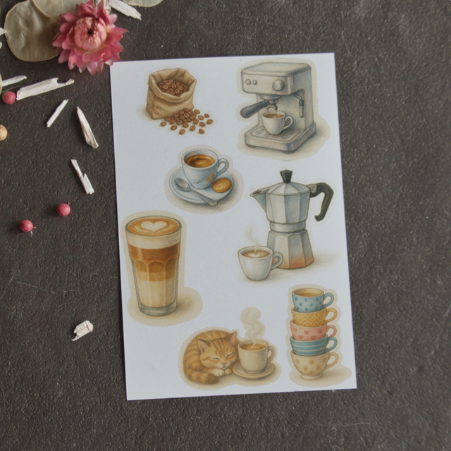 Stickervel Koffie - "Koffiemomentje" - Rozeka