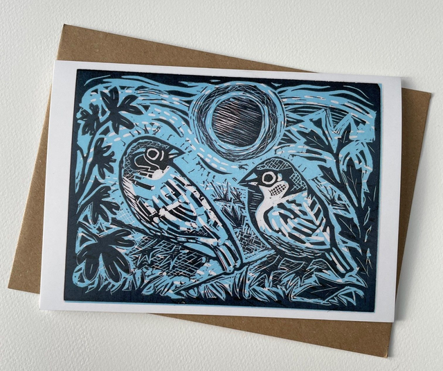 Sparrows, greetings card
