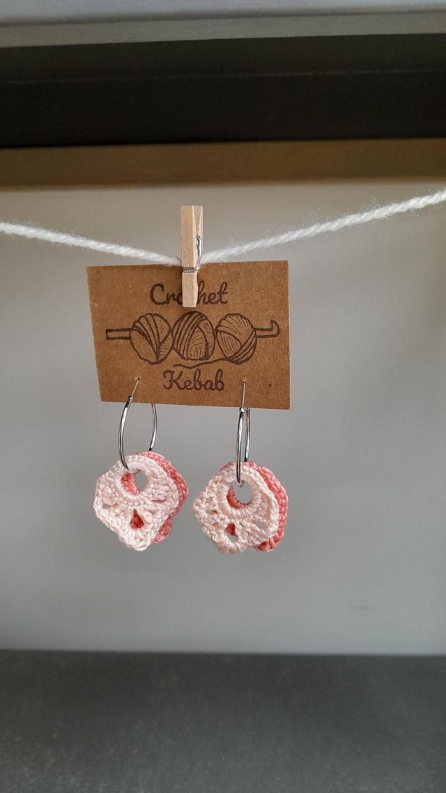 Faith on silver hoop- Pale Peach &amp; Coral 