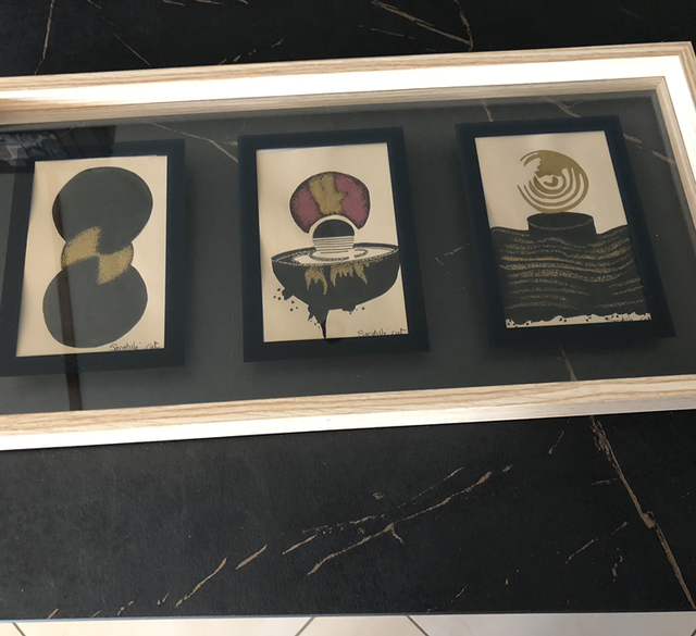 triptyque - 25 x 52 cm - encadrement bois 