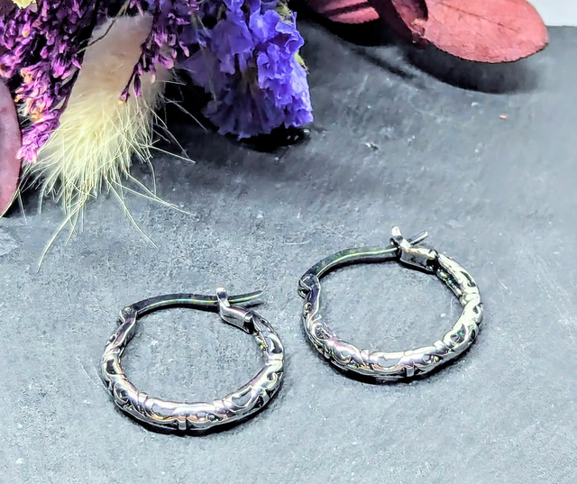 Stainless Steel Celtic Style Small Hoop Earrings