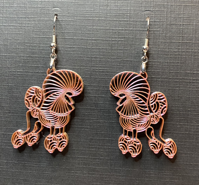 3D - Earrings Poodle Continental Rose gold