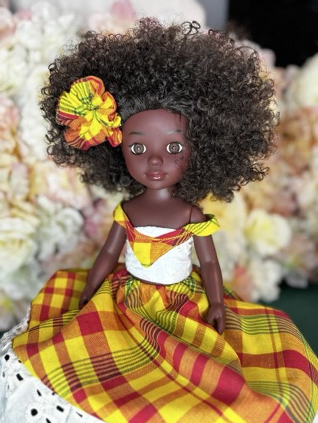 Poupée - Robe madras 100% Coton – Fait main