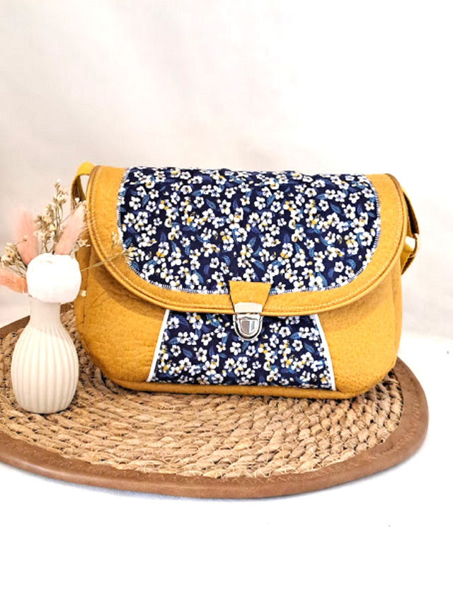 sac bandoulière en simili cuir jaune moutarde