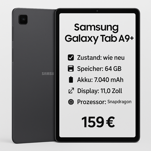 Samsung Galaxy Tab A9+ – 64 GB Graphite (wie neu)
