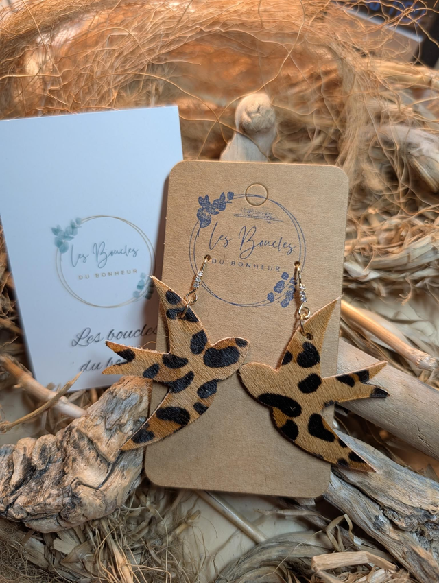 Boucles d'oreilles Hirondelle léopard h006
