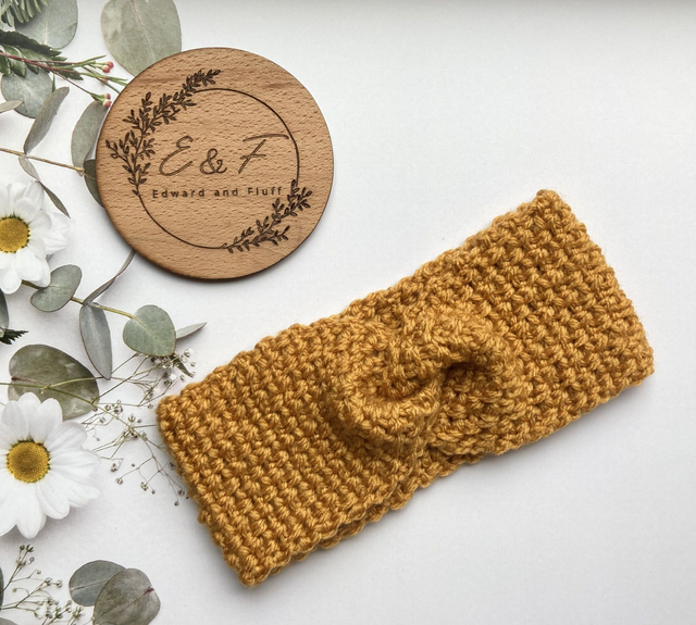 Handmade crochet ear-warmer headband for teens or adults