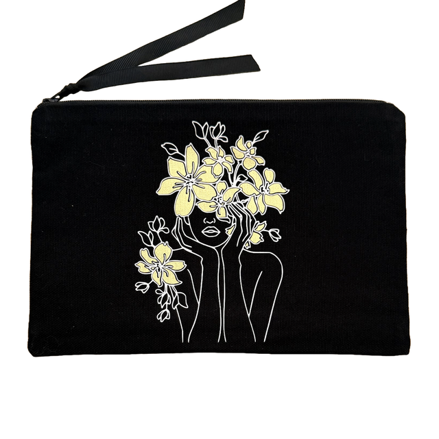 Pochette Série Minimaliste: Femme Buste Face Fleurs 
