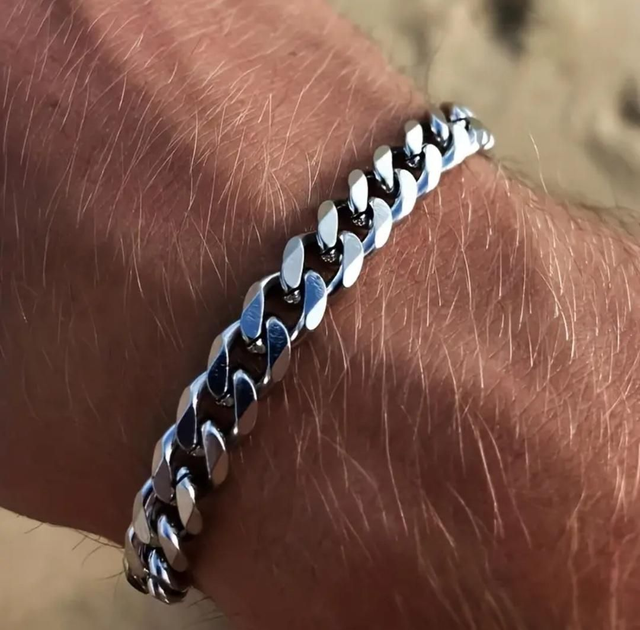 Bracelet maille cubaine en acier inoxydable