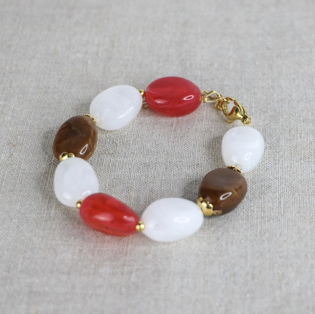 Bracelet Ana rouge et marron