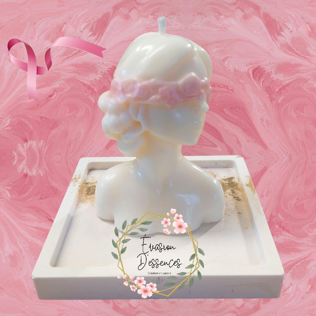 Bougie Buste femme parfumée + coupelle en jesmonite 