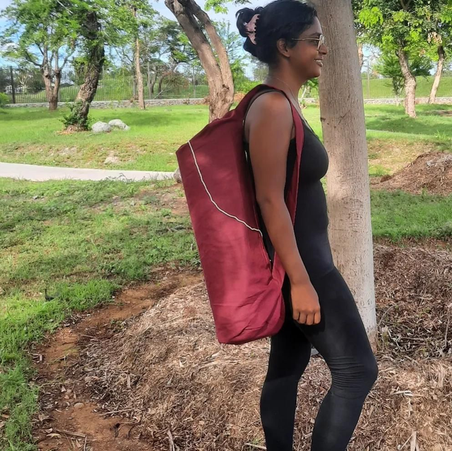 Sac de tapis yoga en lin - bordeaux