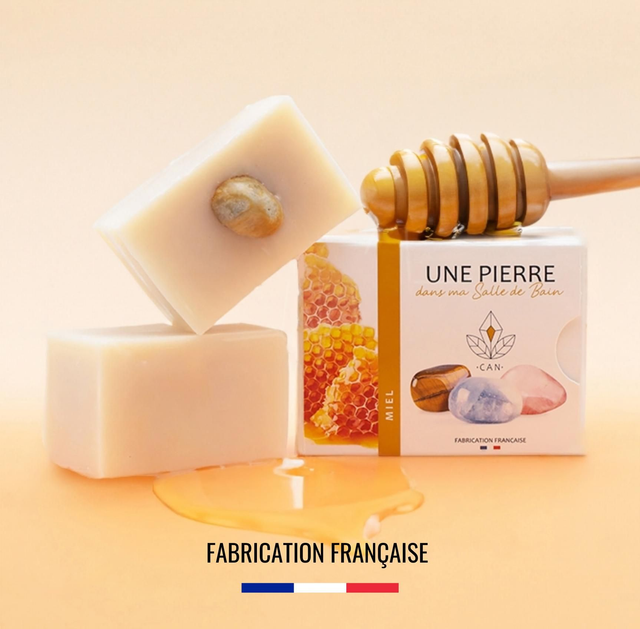 Savon artisanal au miel &amp; pierre naturelle 