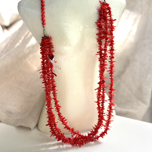 Vintage Korallen Collier drei-reihig