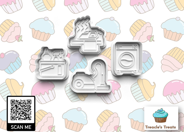 Cleaning/Housework Theme Fondant/cookie stamps with cutters 