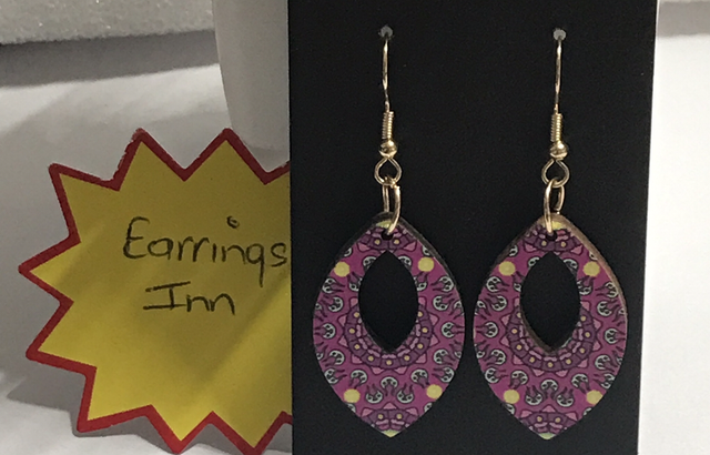 Purple Wood Earrings- Mixed - MWD93