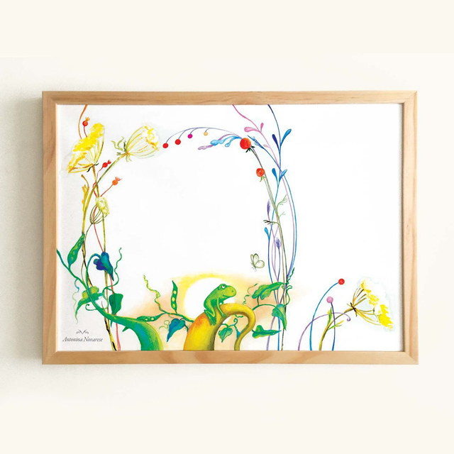 Affiche &quot;Grenouille et fleurs&quot;