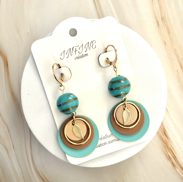 Boucles d’oreilles « Turquoise Dorée »