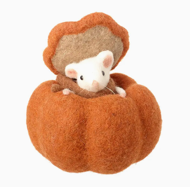 Felt Mouse in Pumpkin