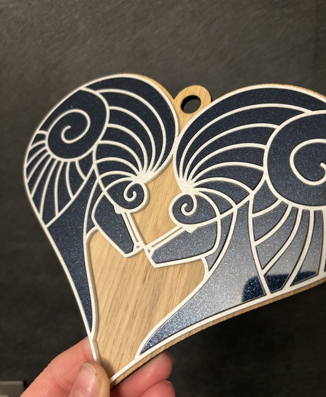 Wall Art - Poodle Fantasy Acryl and Oak wood