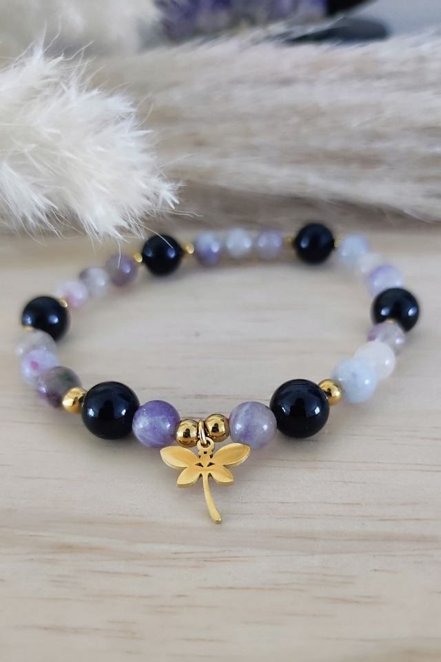 Bracelet "Protection et guérison du coeur" Tourmaline noire et Rubellite