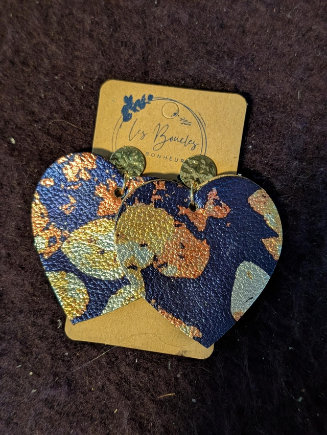 Boucles d'oreilles Coeur ❤️ marine dorée c200