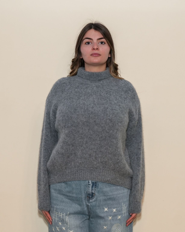 Maglione mohair collo alto