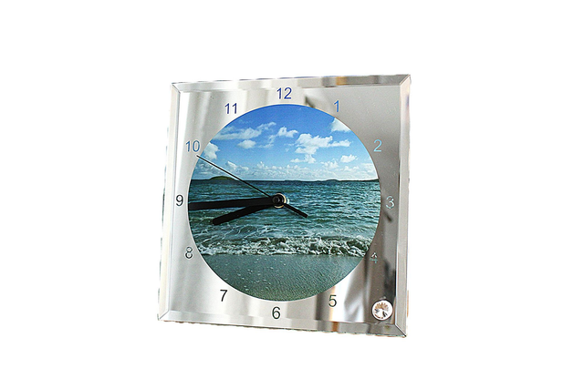 20cm Glass Clock with Eriskay Beach Print 